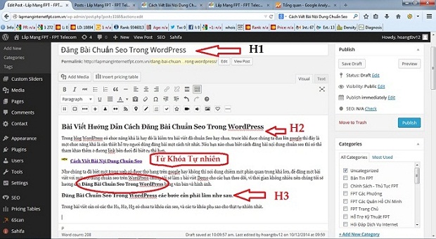đăng bài chuẩn seo ở wordpress