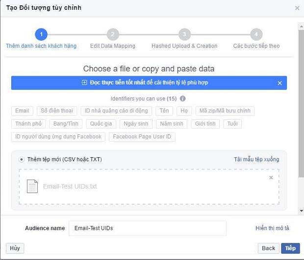 facebook cho phép tùy chỉnh tệp
